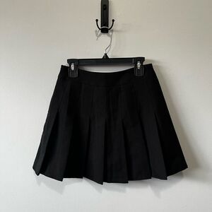Black Fashion Pleated Tennis Skirt with Zipper XS